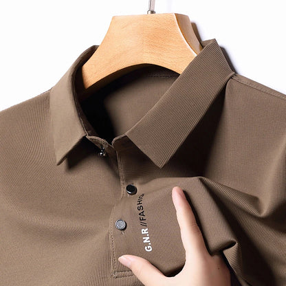 Men's Polo Shirt - Breathable & Comfortable Solid Color Top for Casual Business Style