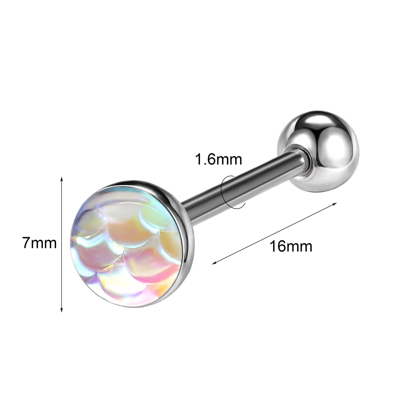 ZS 1Piece 14G Oil Luminescence Tongue Piercing Rings Stainless Steel Tongue Stud Skull Star Studs Earrings BCR Piercings Jewelry Badiee Stylez