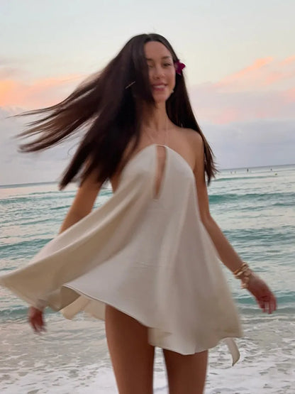 Women Sexy Halter Layered Ruffles Mini Dress Fashion Off Shoulder Backless A Line Vestidos Spring Summer Chic Lady Short Dresses