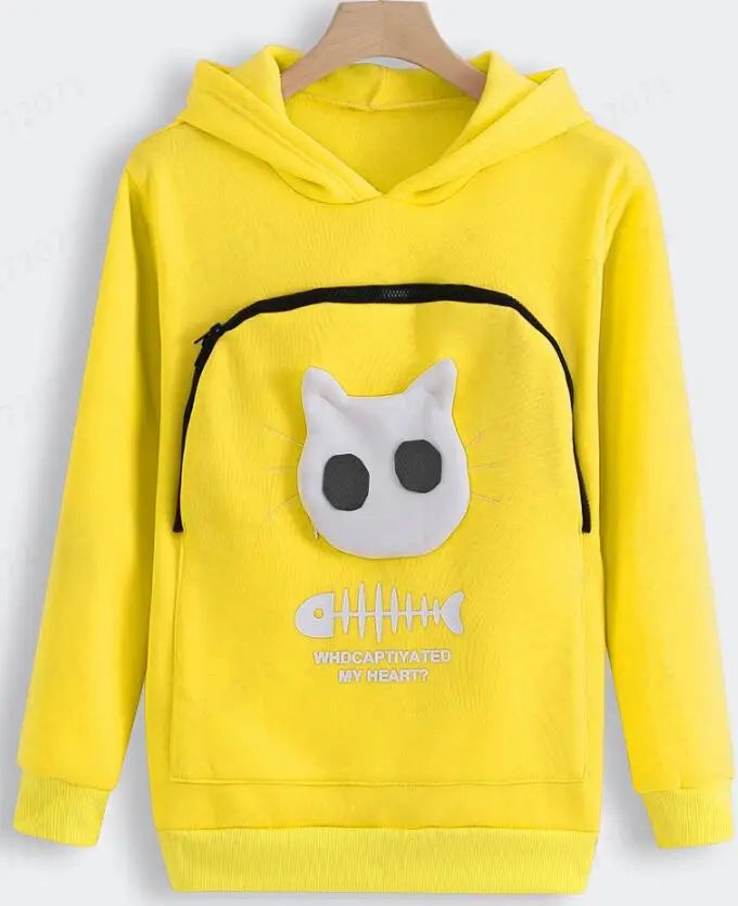 S-3XL Cat Lovers Hooded Sweatshirt Kangaroo Dog Pet Paw Dropshipping Pullovers Cuddle Pouch Fish Pocket Hoodie