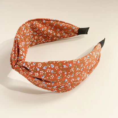 Bohemian Floral Cross Headband Women Wide Bands Hair Hoop Styling Tool Fabric Flower Print Vintage Headwear Accessories Summer Red