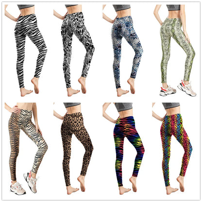 Sexy Leopard Leggings Animal Print Elastic Pants Snake Zebra Tights High Waist Legging Women Slim Workout Casual Trousers