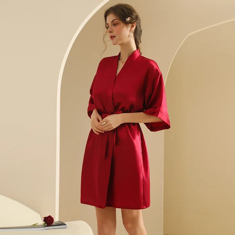 Personalized Text Logo Wedding Bathrobe Bridal Robe Bride Bridesmaid Wedding Robes Woman Bachelorette Hen Party wine red robe