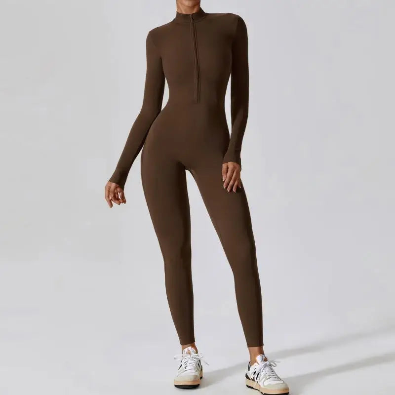 One-piece Sports Training Jumpsuit Women's Long Sleeve Tight Hip-highlighting Bodysuit Gym Clothing Sexy Dance Exercise Tights Badiee Stylez