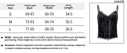 Goth Sexy Lace Corset Crop Tops Camis Y2K Harajuku Aesthetic Black Red Cross Basic Tank Top Summer Women Grunge Emo Streetwear