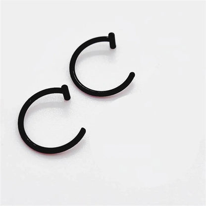 2/4Pcs 18G 316L Stainless Steel Fake Lip Rings for Women Men, Fake Septum Nose Ring Clip On Lip Ring Fake Piercing Jewelry A2-2pcs-Black CHINA