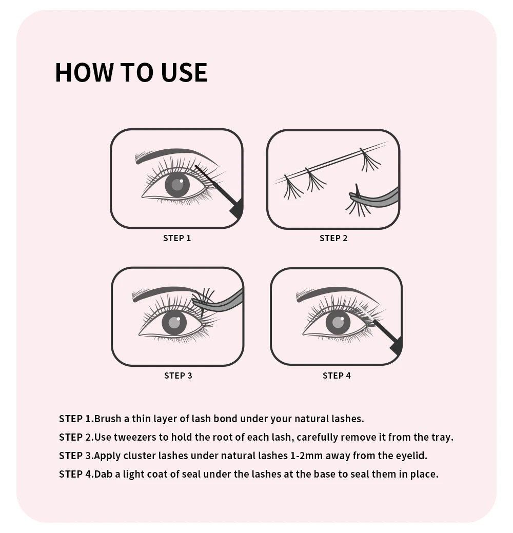 ANNAFRIS 300Pcs DIY Cluster Lash Extension Kit Color individual Lashes Kit with Lash Bond&Seal Remover Tweezers