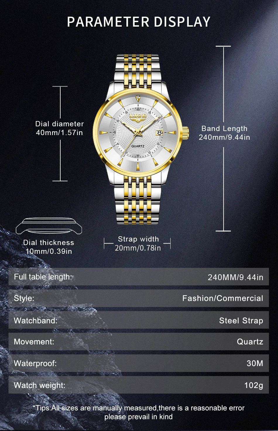LIGE's new Fashion Women's Watch Luxury Stainless Steel Waterproof Clock Calendar Gift Quartz Watch for Women Relogio Feminino