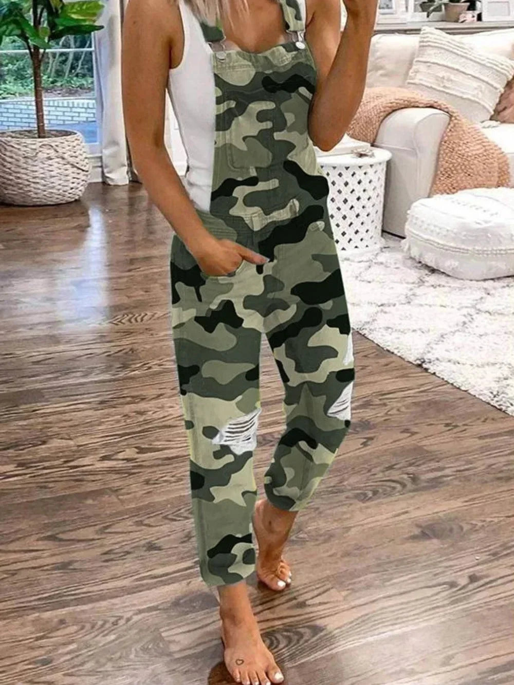 Lugentolo Women Overalls New Sport Jeans Fashion Ripped Denim Female Large Size Mid-rise Straight-leg Trousers Do Old 5XL Camouflage