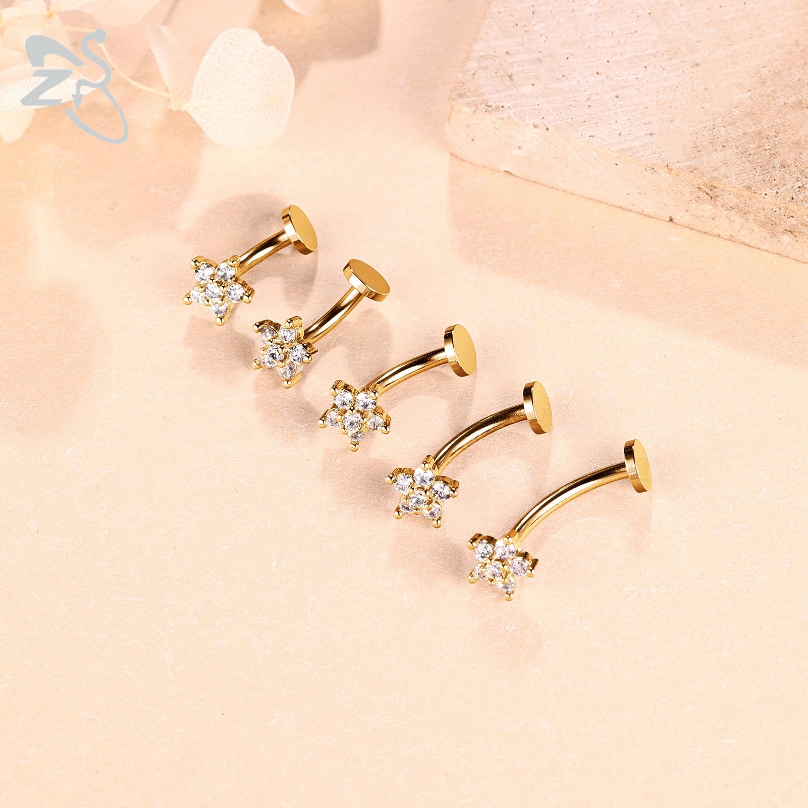 ZS 1 Piece Internal Thread Stainless Steel Belly Button Ring Floating Navel Piercings 14G Curved Umbilical Ring Jewelry 6MM-14MM Badiee Stylez