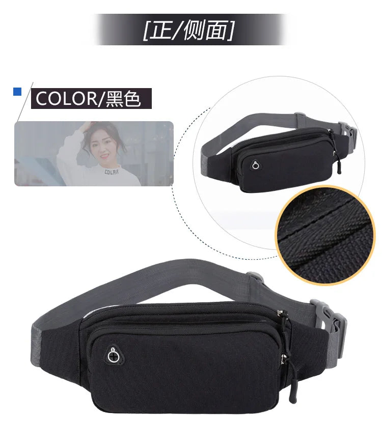 Nylon Waterproof Fanny Waist Bag Pack For Men Women Belt Pouch Male Belly Banana Ladies Bum Hip Kangaroo Sports Running Waistbag