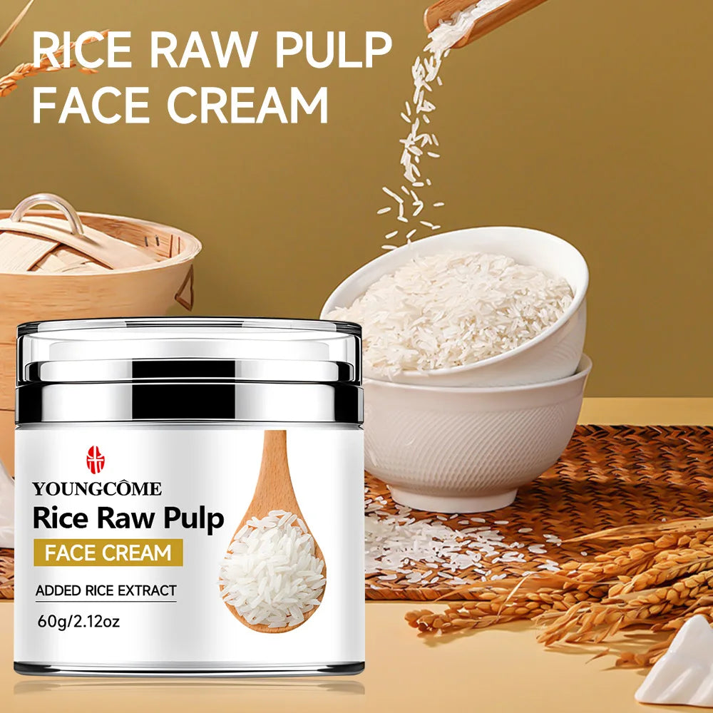 Rice Pulp Cream Hydrating and Nourishing Moisturizer Soothes,Anti Aging Remove Wrinkles Firming Pores Removing Acne Whitening