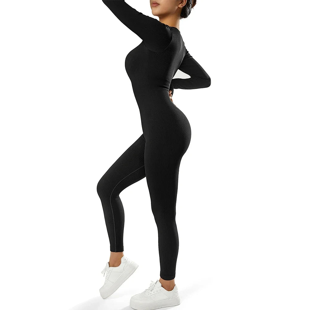 Long Sleeve Jumpsuit Women Bodycon One-piece Outfit Jumpsuit Square Neck Casual Streetwear Rompers Overalls playsuits Bodysuit Badiee Stylez