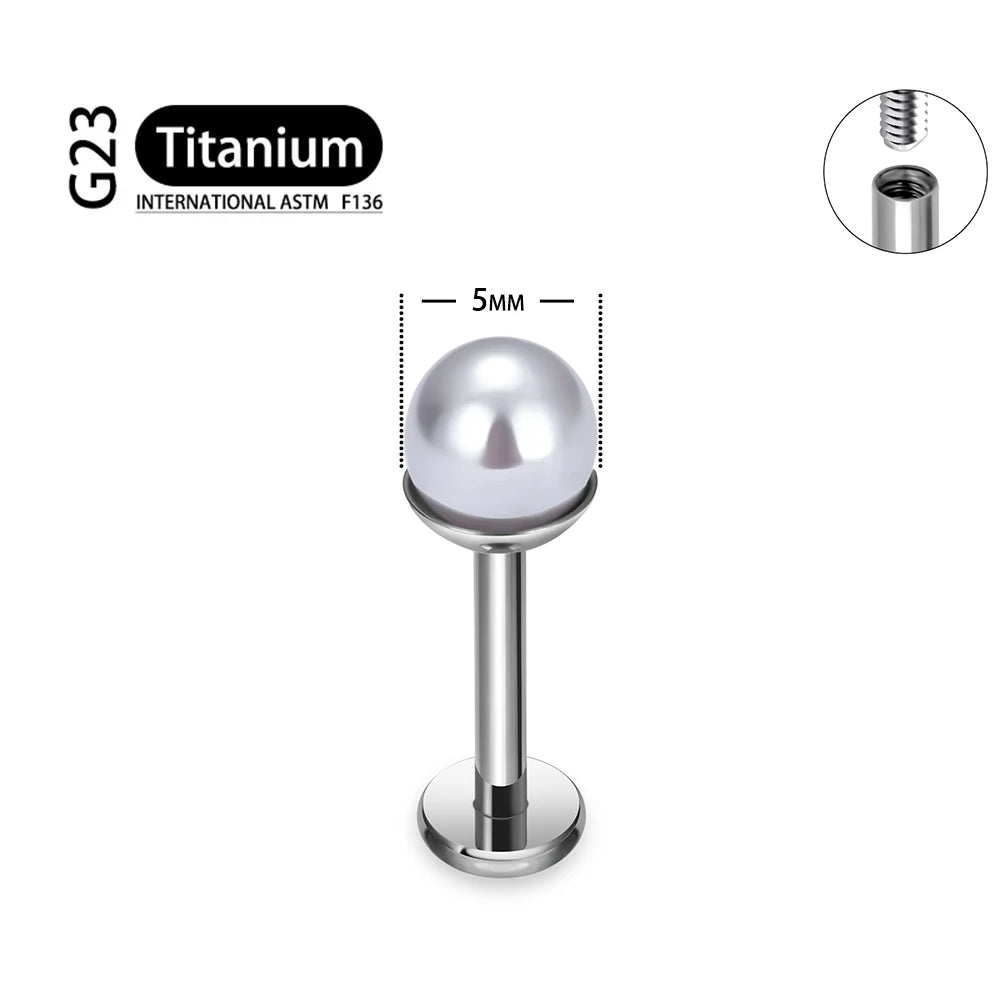 ASTM F136 Titanium 16G Bowl shaped Pearl Earring Helix Tragus Cartilage Stud Earlobe Lip Piercing Jewelry Titanium 5mm