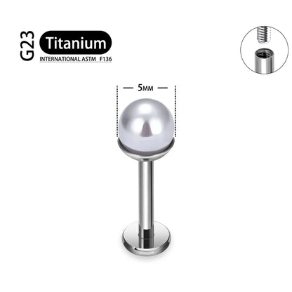 ASTM F136 Titanium 16G Bowl shaped Pearl Earring Helix Tragus Cartilage Stud Earlobe Lip Piercing Jewelry Titanium 5mm