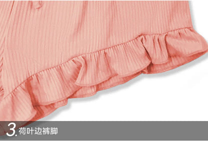 New Summer Womens Ribbed Knit Pajama Set Ruffle Trim Cami Top Drawstring Shorts Loungewear Two Piece Sleepwear Sexy Homewear