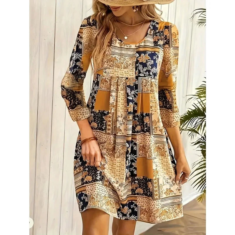 Plus Size Women's Summer Fashion New Elegant Round Neck Printed Short Sleeve T-shirt