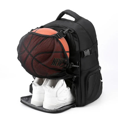 basketball sports backpack with shoe compartment man soccer bag boys football school bag black large capacity school backpack Black CHINA