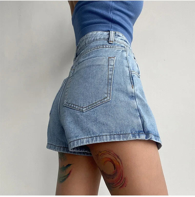 Summer High-waisted Slimming Denim Skirt For Women Versatile Unique Fashionable Exposure-proof Irregular A- line Shorts