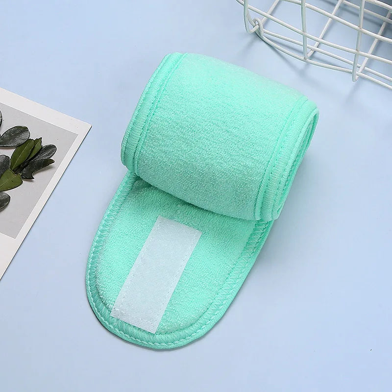 Hot Sale Soft Toweling Headbands for Face Washing Bath Makeup Hair Band for Women Adjustable SPA Headband Cosmetic Headband green Size fits all