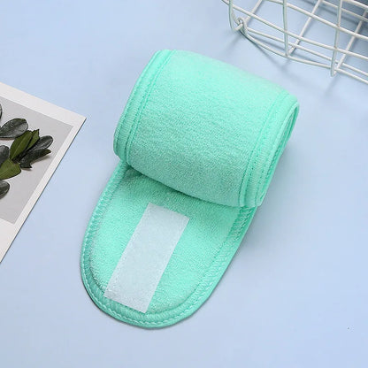 Hot Sale Soft Toweling Headbands for Face Washing Bath Makeup Hair Band for Women Adjustable SPA Headband Cosmetic Headband green Size fits all