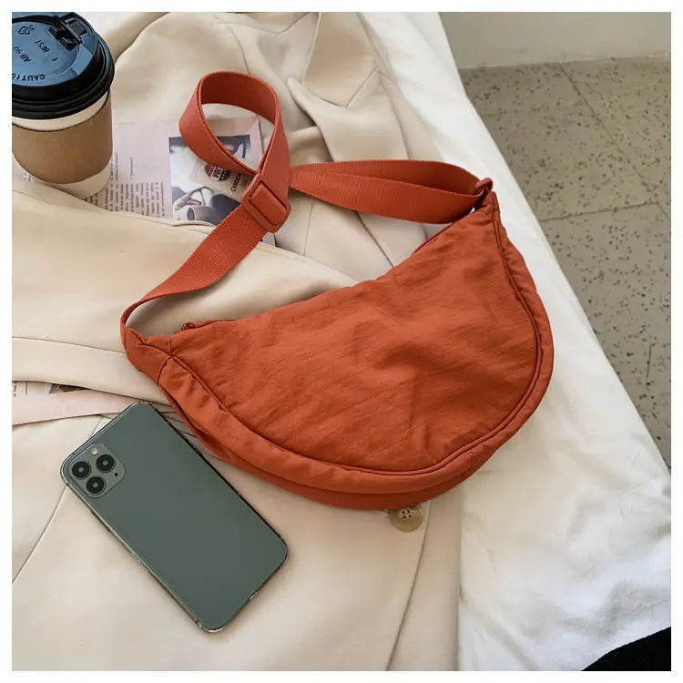 Women Crossbody Bag Casual Nylon Half Moon Shoulder Bags Large Capacity Lightweight Travel Women's Bag