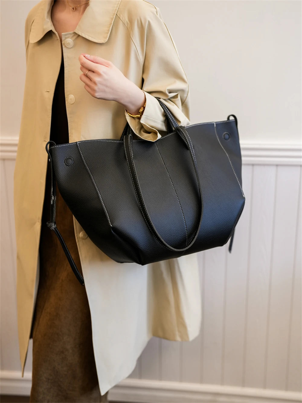 MOODS Branded Underarm Shoulder Bags For Women 2024 Latest Luxury Designer Handbags Soft PU Leather Large Capacity Shopping Tote