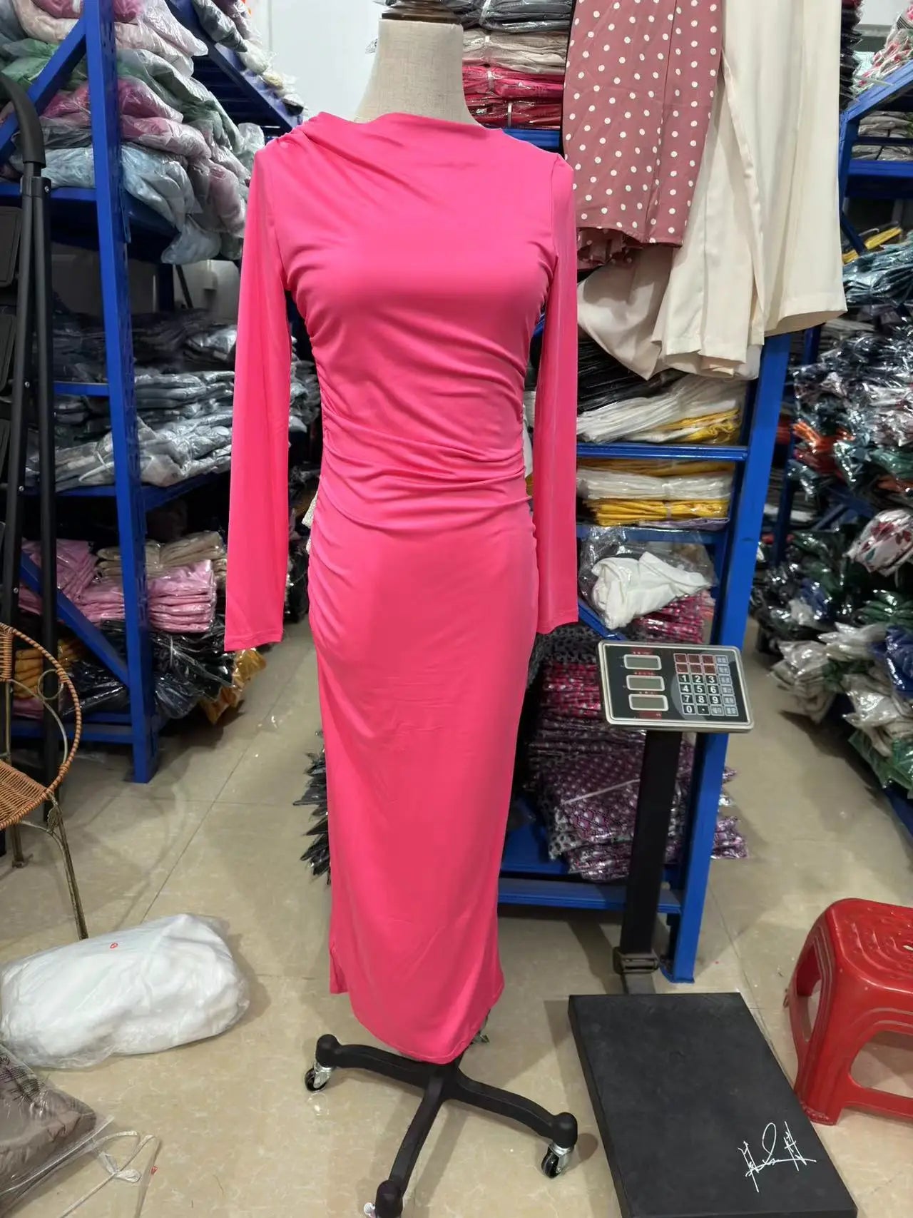 Sexy Bodycon Long Sleeve Midi Dress Women 2024 Autumn Slim Solid Party Package Hip Elegant Dresses For Women Robe Femme