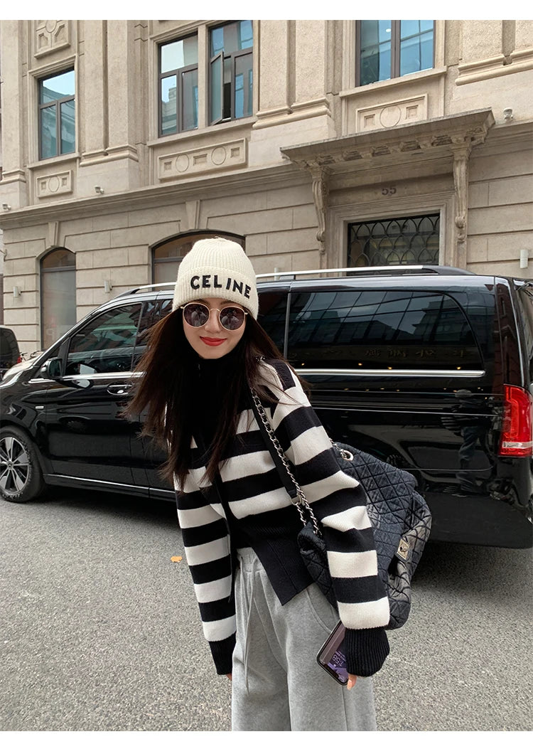 AOSSVIAO Knitted Casual Cardigan 2025 Autumn Winter Elegance Solid Color V-neck Sweater Unique and Niche Slim Fit Tops Badiee Stylez