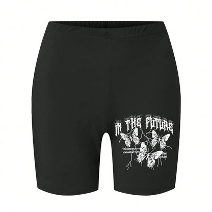 Casual Women Fitness Short Pantsbeautiful Dreamy Purple Butterfly Prints Leggings Short High Elastic Soft Thin Female Sportswear