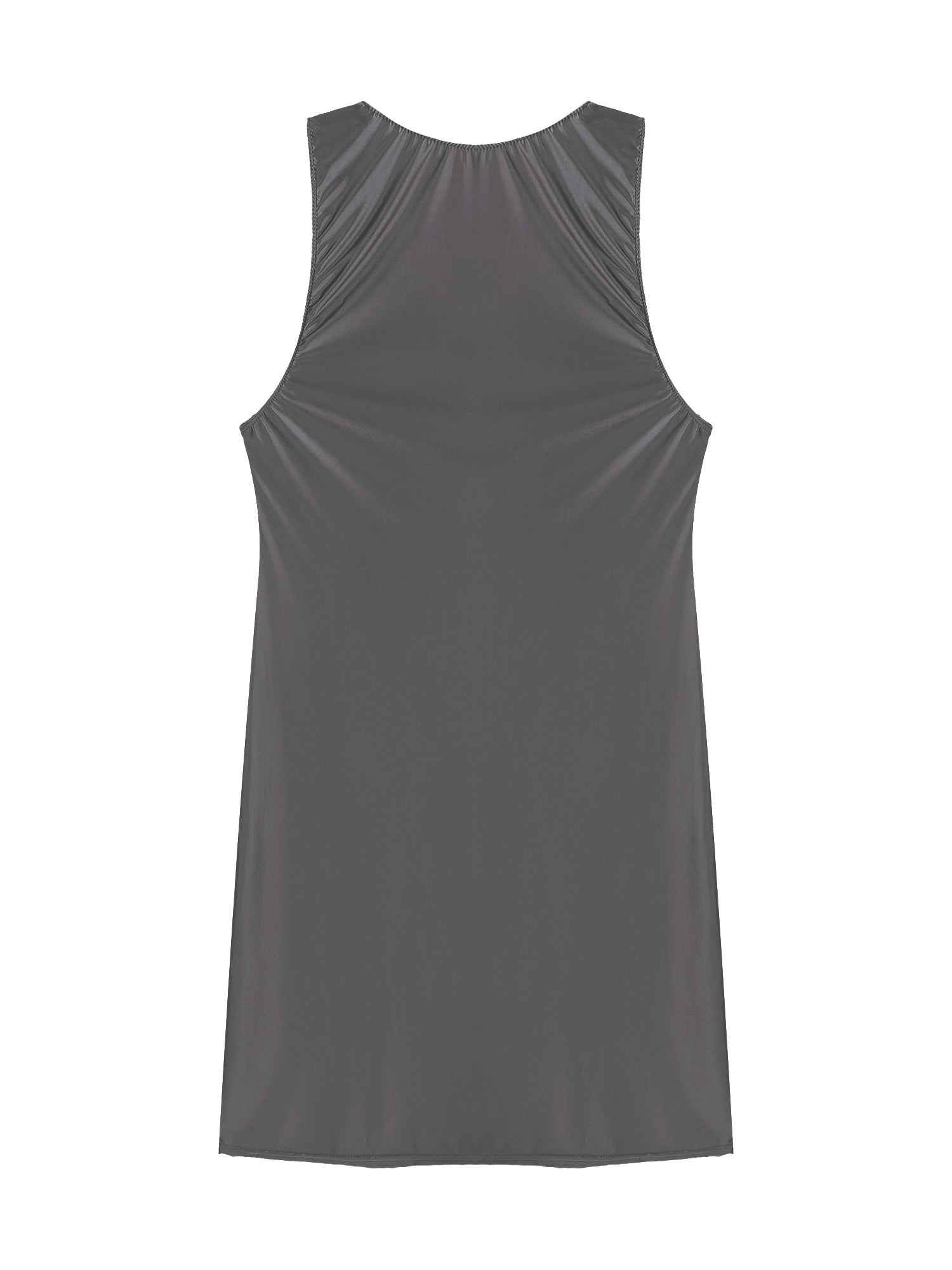 Women's Oil Glossy Stretch Tank Mini Dress Solid Color Sleeveless Tights Bodycon Short Dress Stretch U Neck Party Sundress