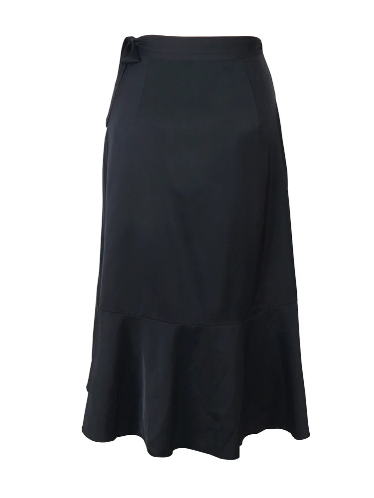 Plus Size 2025 New Women's Irregular Layered Solid Colour Half-body Skirt Polyester Versatile Elastic Waist Temperament Elegant