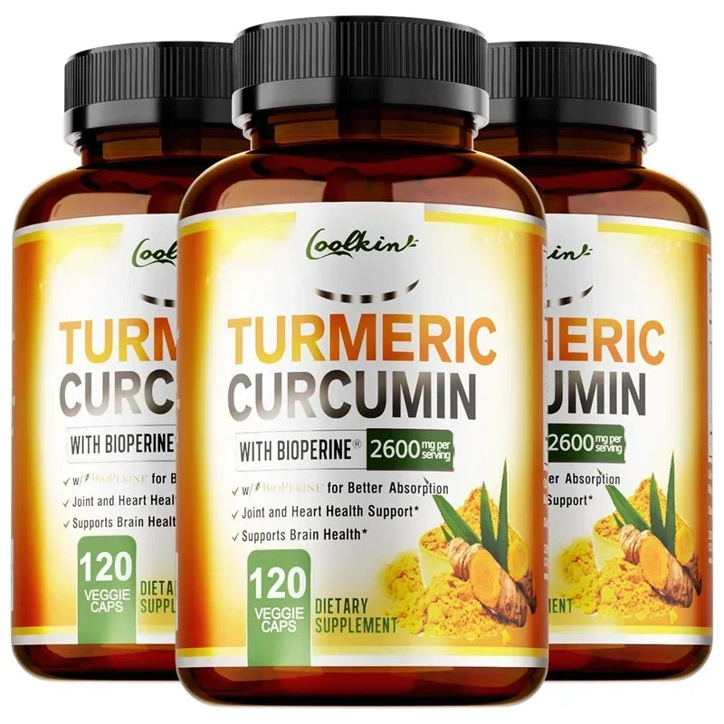 Turmeric Curcumin - Relieve joint pain, promote bone growth, Supports Joint Inflammation, Antioxidant and Digestive Health 120 Capsule-3bottles
