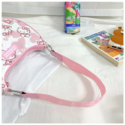 Miniso Hello Kitty Underarm Bag for Women Y2K Sanrio Kuromi Mymelody Messenger Tote Bag Cute Girls Shoulder Bag Purses Handbag