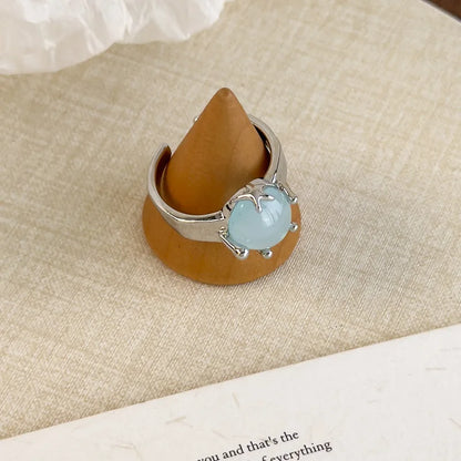 925 Sterling Silver Rings for Women Couple Minimalist Handmade Simple Blue Stone Star Ring Party Jewelry Gift Prevent Allergy FFMM8122 resizable