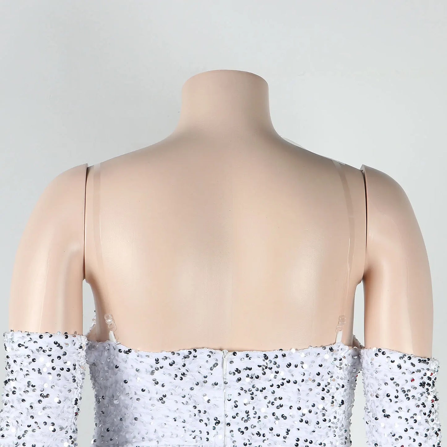 Women's Elegant Sequined Feather Slim Patchwork Bodysuits Spring Summer New Sexy Bodysuits Women Long Sleeve Backless Bodysuits