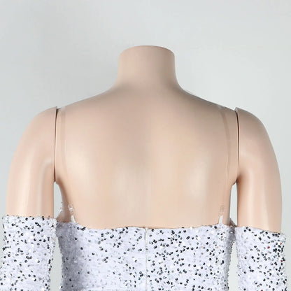 Women's Elegant Sequined Feather Slim Patchwork Bodysuits Spring Summer New Sexy Bodysuits Women Long Sleeve Backless Bodysuits