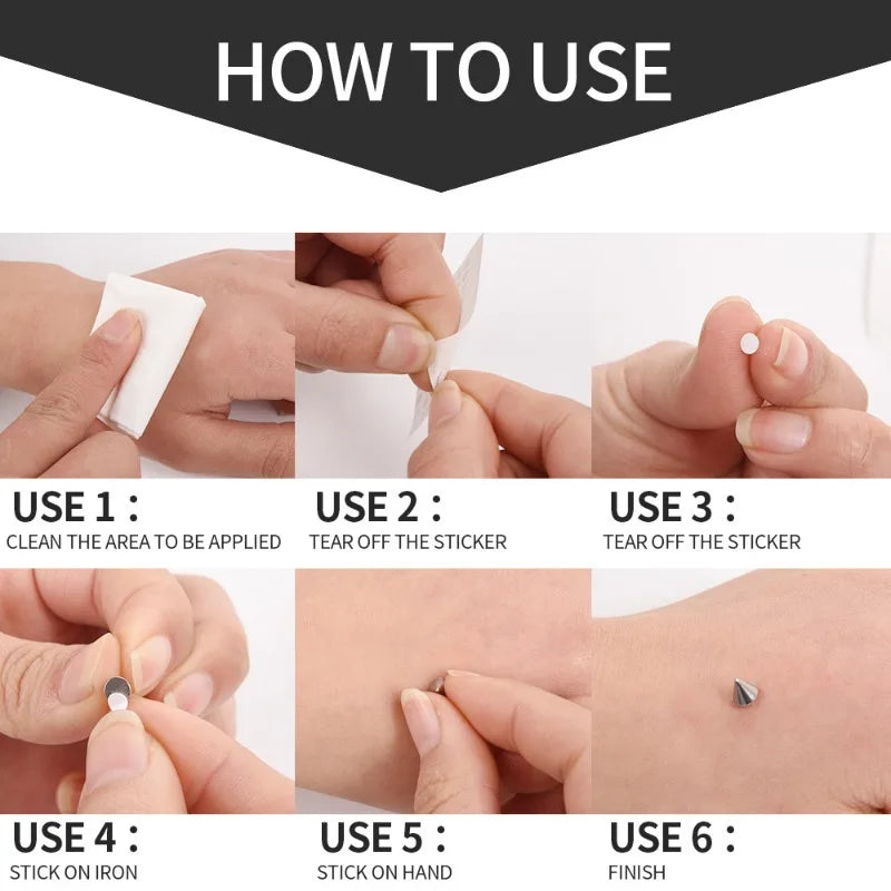 Stainless Steel Fake Nose Ring Sticker Non Piercied Lip Nails Ear Stud for Women Men Pack Fake Eyebrow Lip Piercing Body Jewelry Badiee Stylez