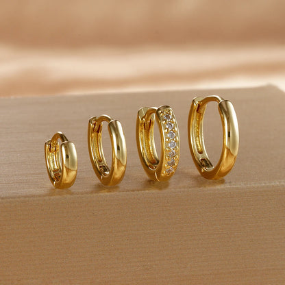 4PCS Set Stainless Steel Huggie Minimal Hoop Earrings 6/8/10mm Crystal Zirconia Helix Tragus Cartilage Earrings Piercing Jewelry Badiee Stylez