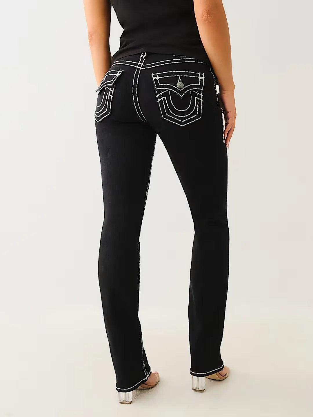 BILLIE SUPER T MID RISE STRAIGHT JEAN Vintage Buddha Embroidered Jeans Women Casual Y2k High Waist Straight Denim Pants Jeans black