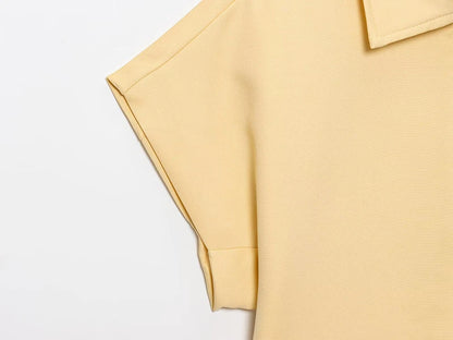 RAFZNB Women's Cropped Jackets Coats Fashion Turn-down Collar Short Sleeve Coats Casual Female Outerwear Chic Tops