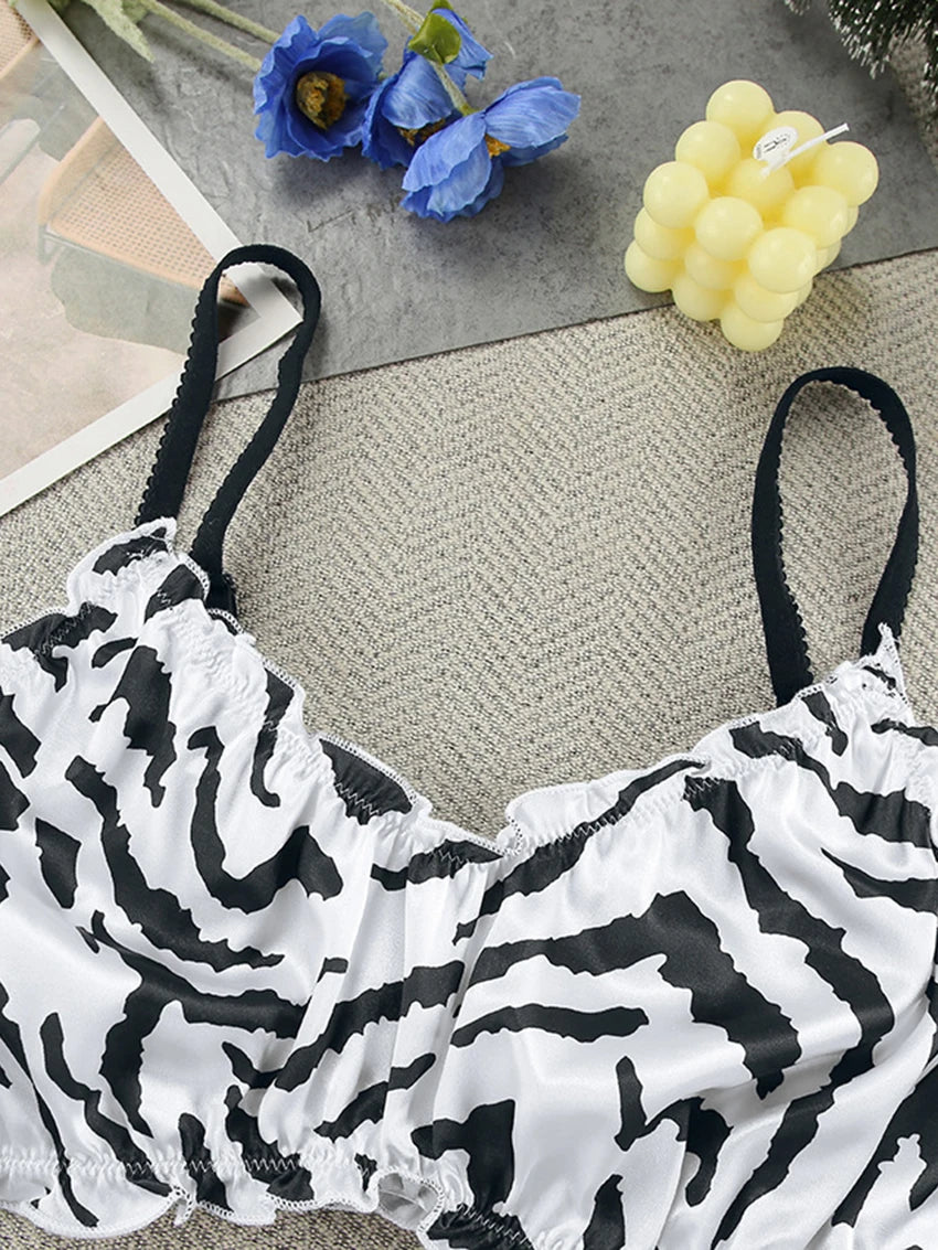 Marthaqiqi Printing Women Sleepwear 2 Piece Set Tank Tops Pajamas Crop Top Spaghetti Strap Nightgowns Shorts Casual Nightie Suit