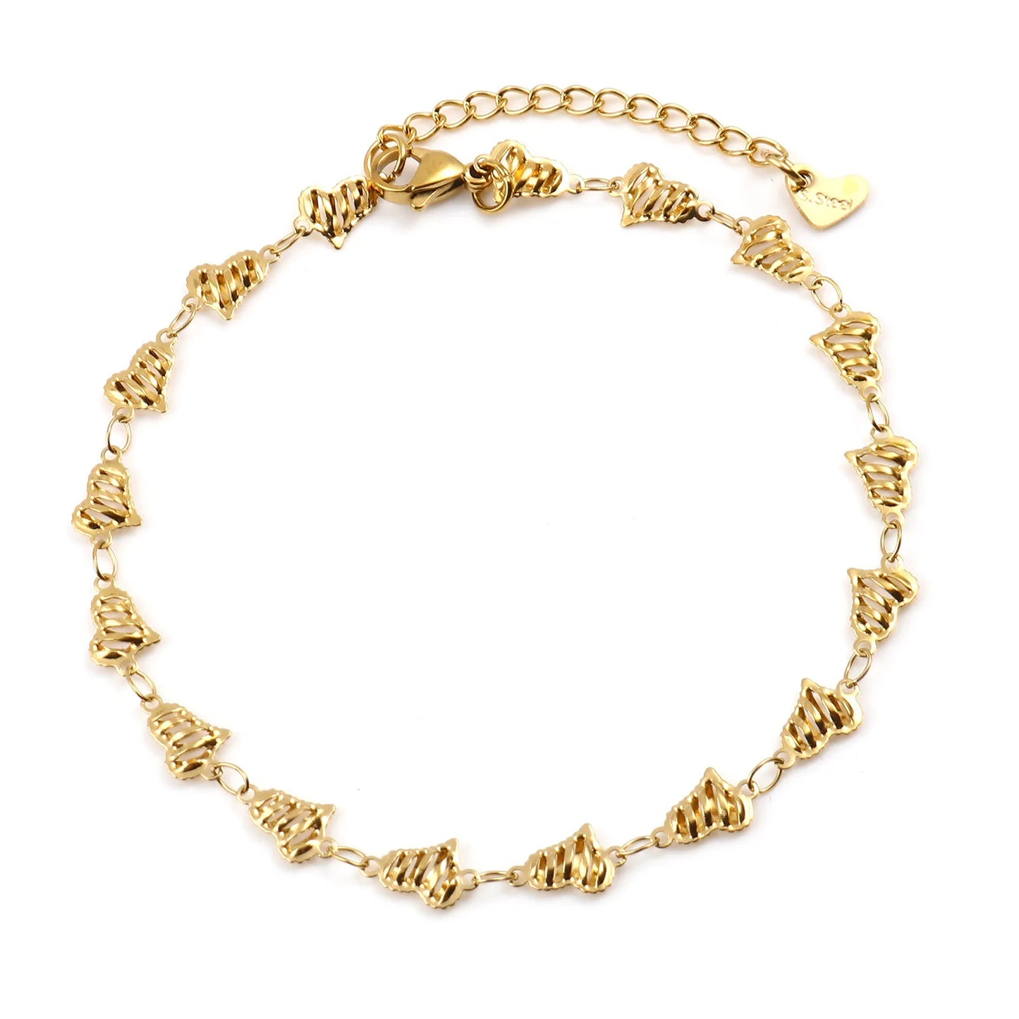 DoreenBeads Stainless Steel Anklet Gold Color For Women Beach Foot Leg Chain Ankle Bracelets Jewelry Gift 22.5cm-23.5cm, 1 Piece 23.5cm long