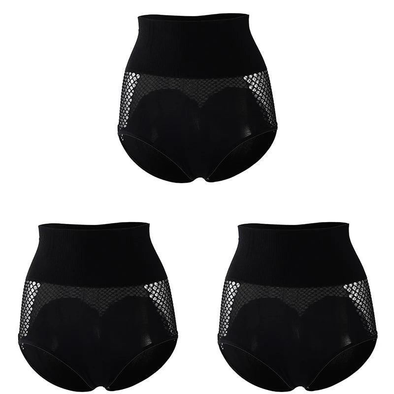 Flarixa 1/2/3Pcs Hollow Belly Control Shapewear Women Panties High Waist Double Layer Tummy Shaper Heart-shaped Hip Lift Pants Badiee Stylez