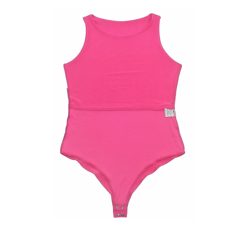 Woman Clothing Bodysuits Sleeveless Slim Fitness Double Layer Cloth Knitted Jumpsuits Sex Leggings Playsuits 2024 Y2K Qtraf2407