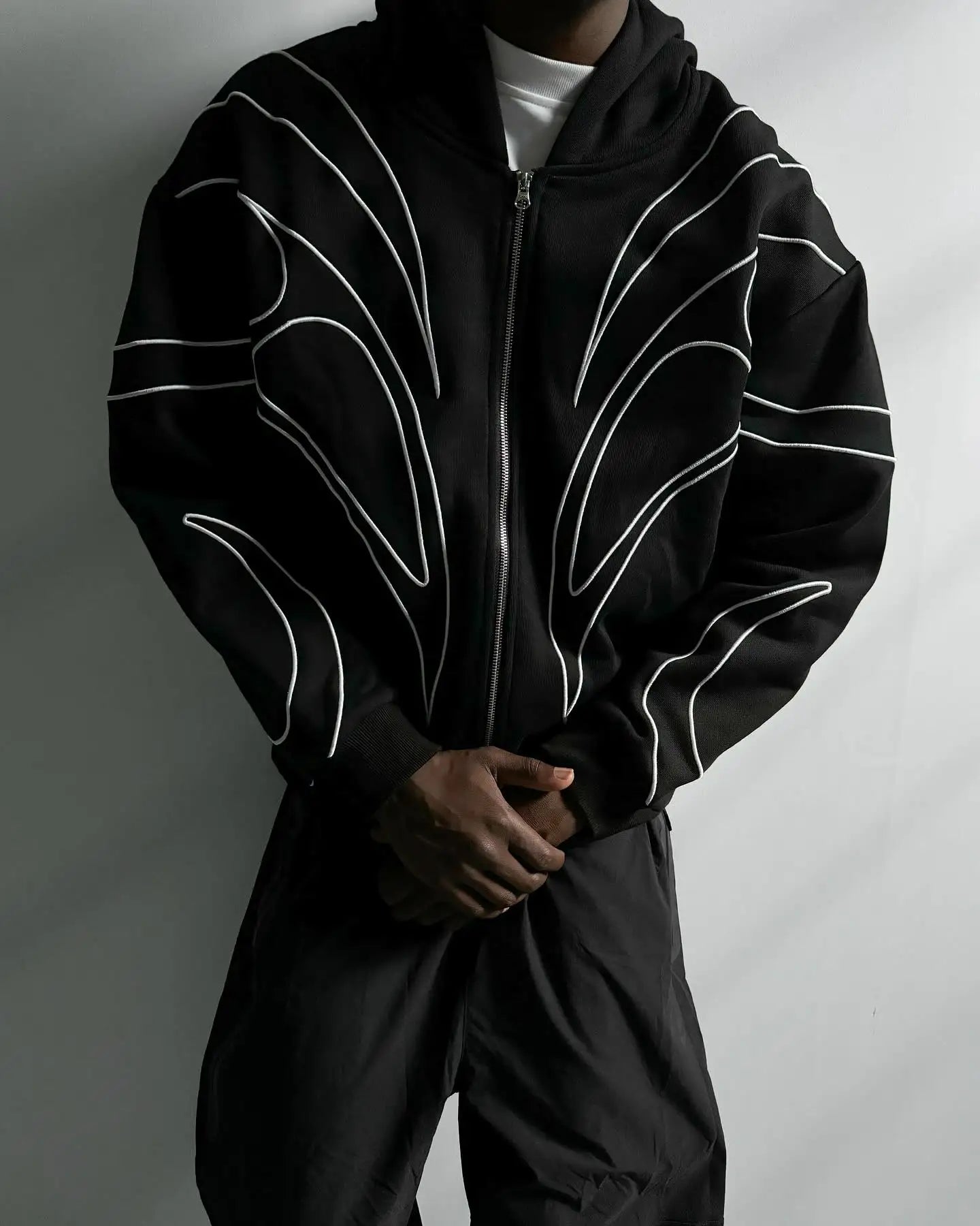 High Street Harajuku Striped Splicing Retro Loose Zipper Sweatshirt Women Casual Fashion Retro Y2K 2025 Oversized Hoodie Men