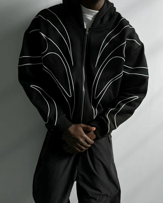 High Street Harajuku Striped Splicing Retro Loose Zipper Sweatshirt Women Casual Fashion Retro Y2K 2025 Oversized Hoodie Men