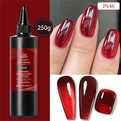 BORN PRETTY 250g Translucent Jelly Red Nude Gel Nail Polish Winter Autumn Manicure Soak Off UV LED Nail Art Gel Christmas Red 250gJN48