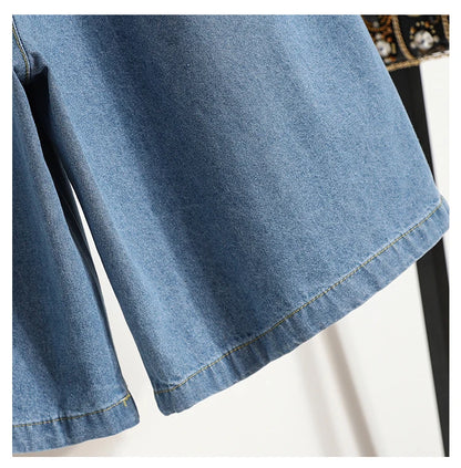 High Waist Wide Leg Loose Denim Shorts Women 2024 Summer New Arrivals Half Length Blue Color Jeans Shorts Korean Casual Jeans