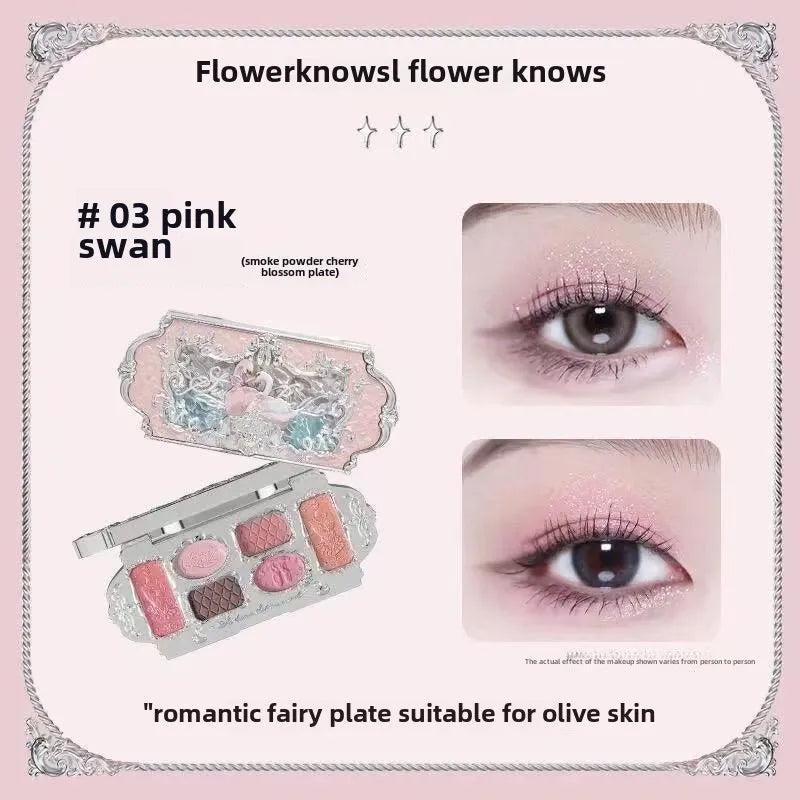 Flower Knows Makeup Sets Swan Ballet Series Gift Box Lipstick Blush Eyeshadow Palette Handheld Mirror Makeup Gift Box